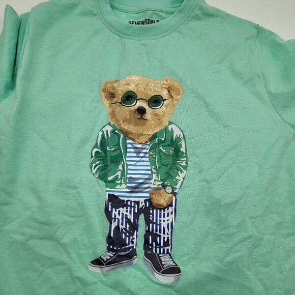 SEVEN SOULS New York Kids SZ 8 Graphic Shirt Green Bear Green - Picture 6 of 6